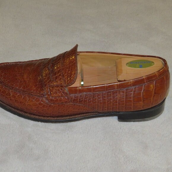 J.M. Weston 180 Brown Crocodile Leather Loafers US 9.5 D main image 10